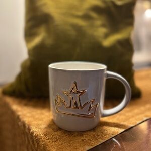 Starbucks White Mug with Gold Star Crown 2016